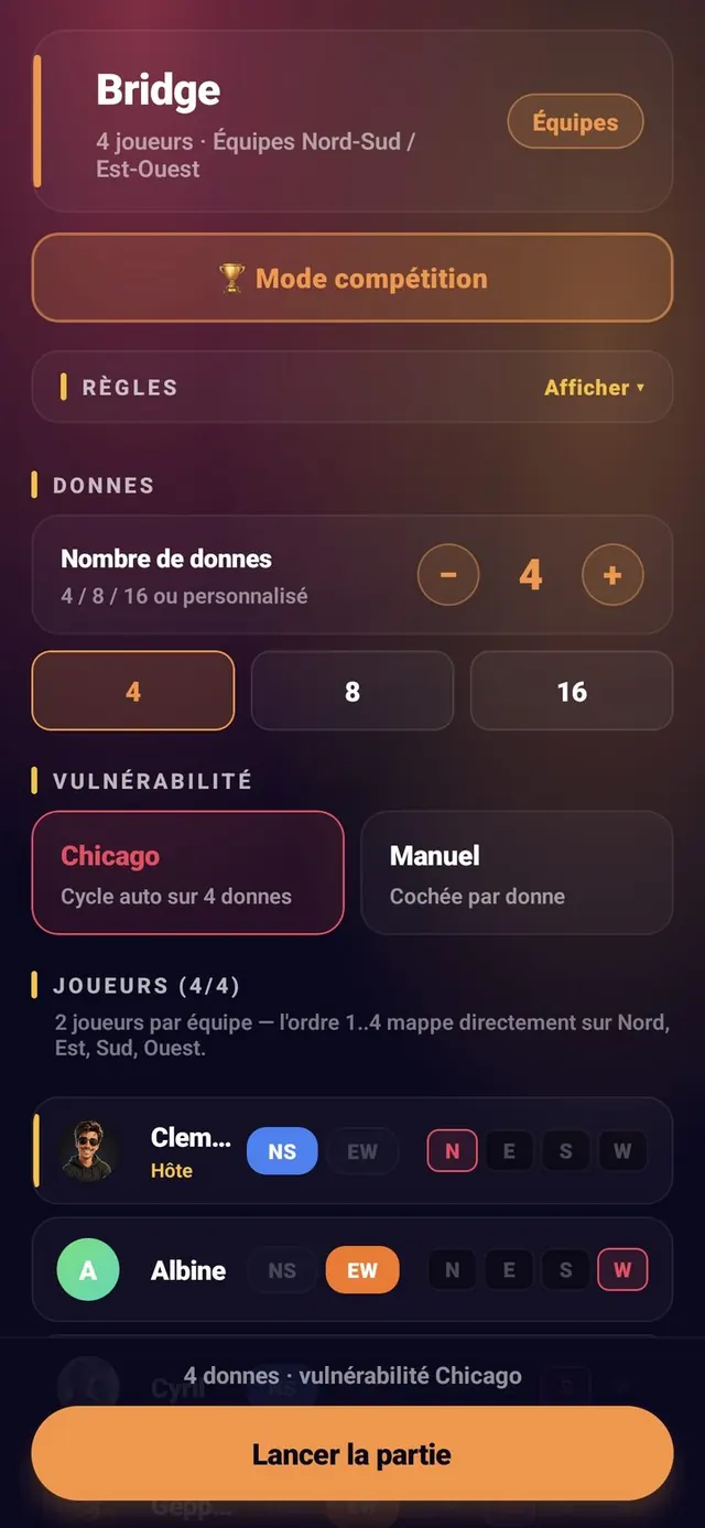 ScoreCrew — Bridge — paramètres (4/4)