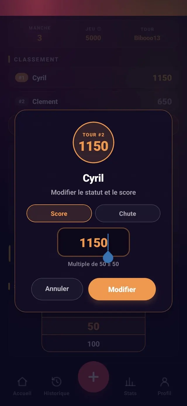 ScoreCrew — 5000 — modifier un tour