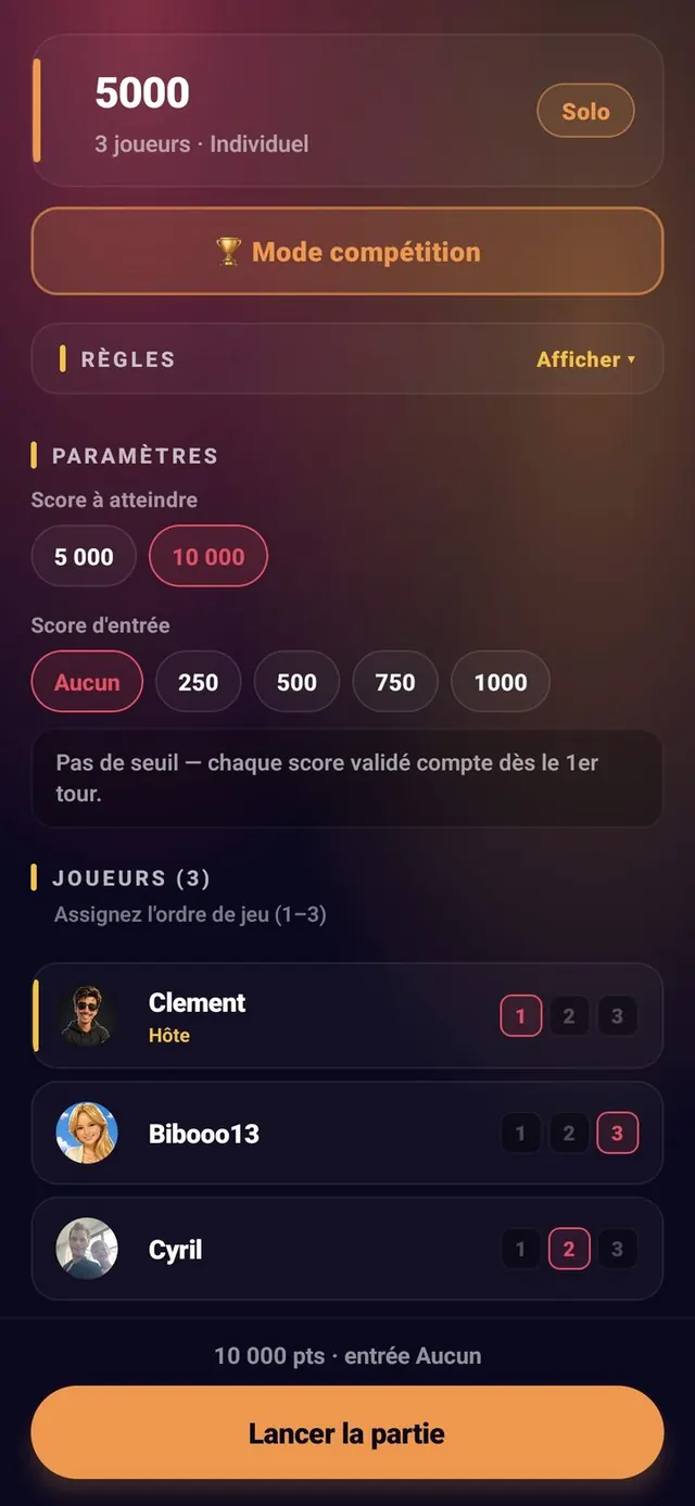 ScoreCrew — 5000 — ordre des joueurs