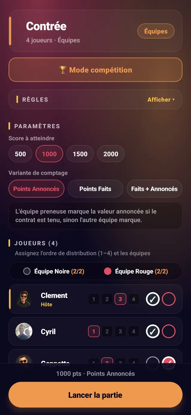 ScoreCrew — contrée — étape 1 (équipes et ordre assignés)