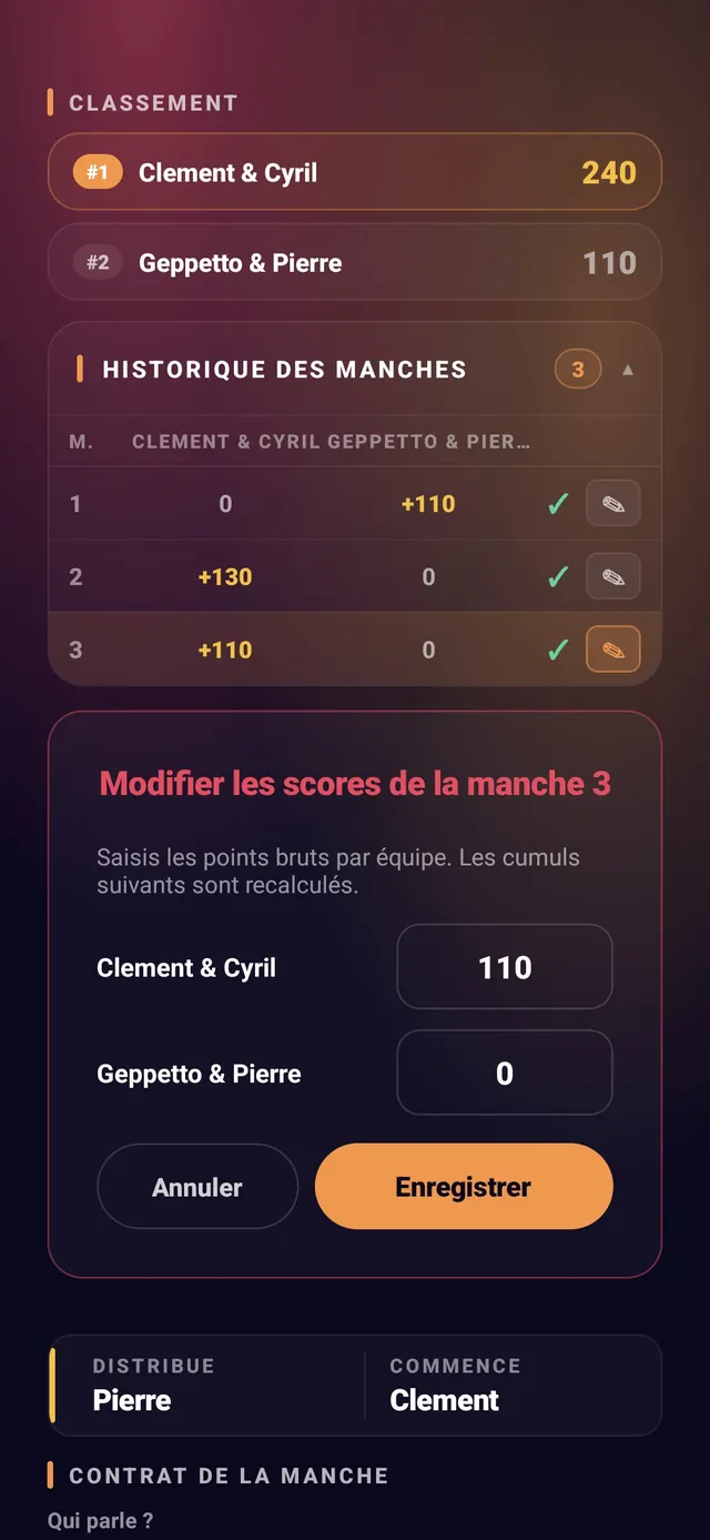 ScoreCrew — contrée — étape 5 (édition d'une manche : historique + modifier les scores)
