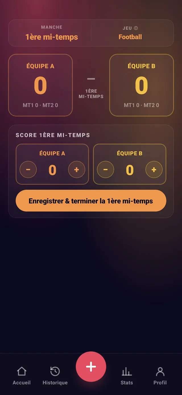 ScoreCrew — football — préparer la mi-temps