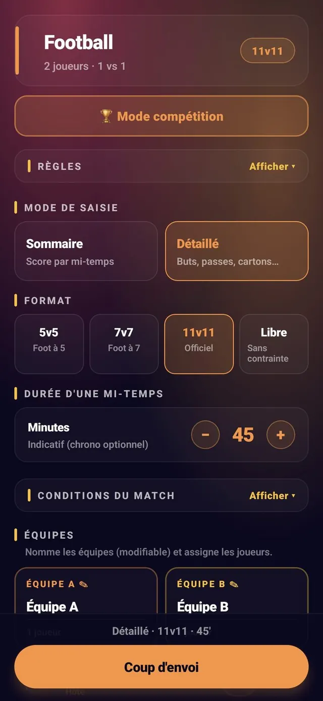 ScoreCrew — football — paramètres (2/4)