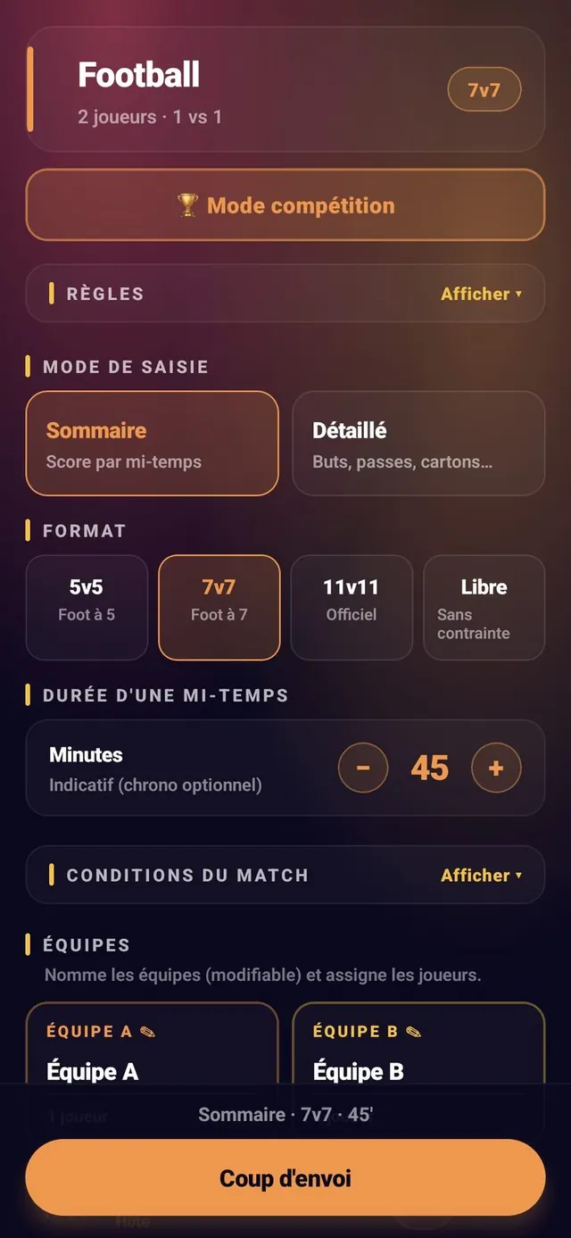 ScoreCrew — football — paramètres (3/4)