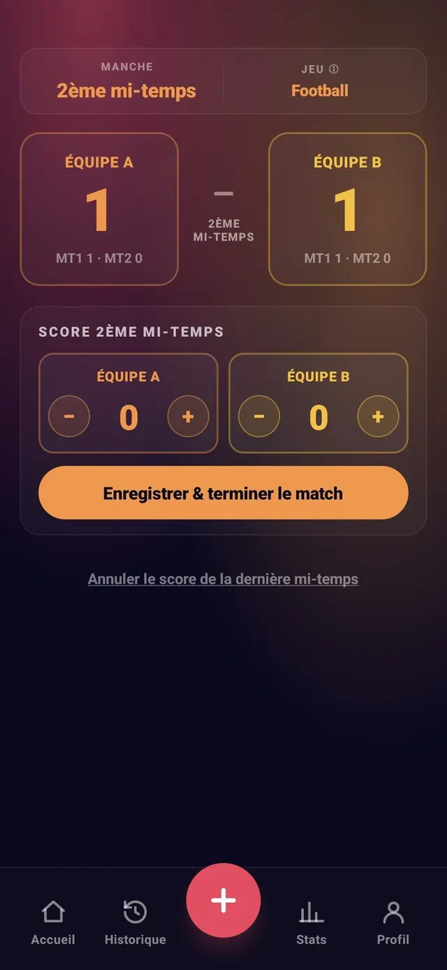 ScoreCrew — football — saisir un événement (suite)