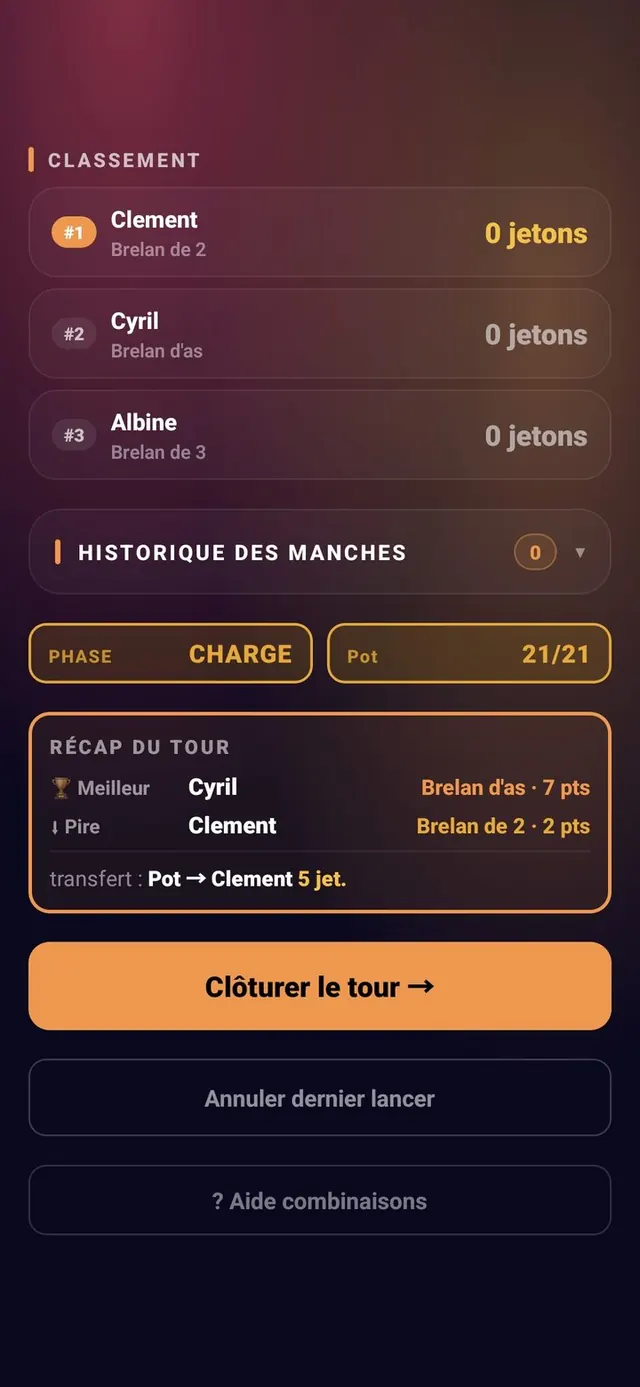 ScoreCrew — 421 — déroulé d'une manche (4/6)