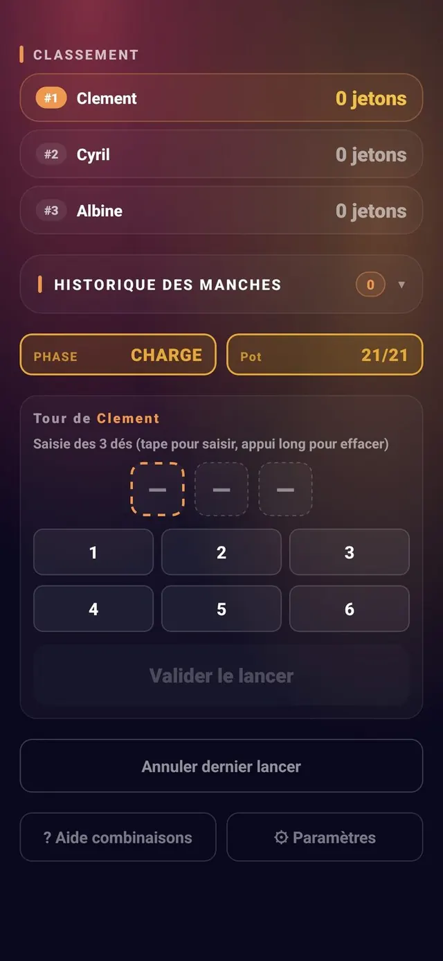 ScoreCrew — 421 — déroulé d'une manche (1/6)