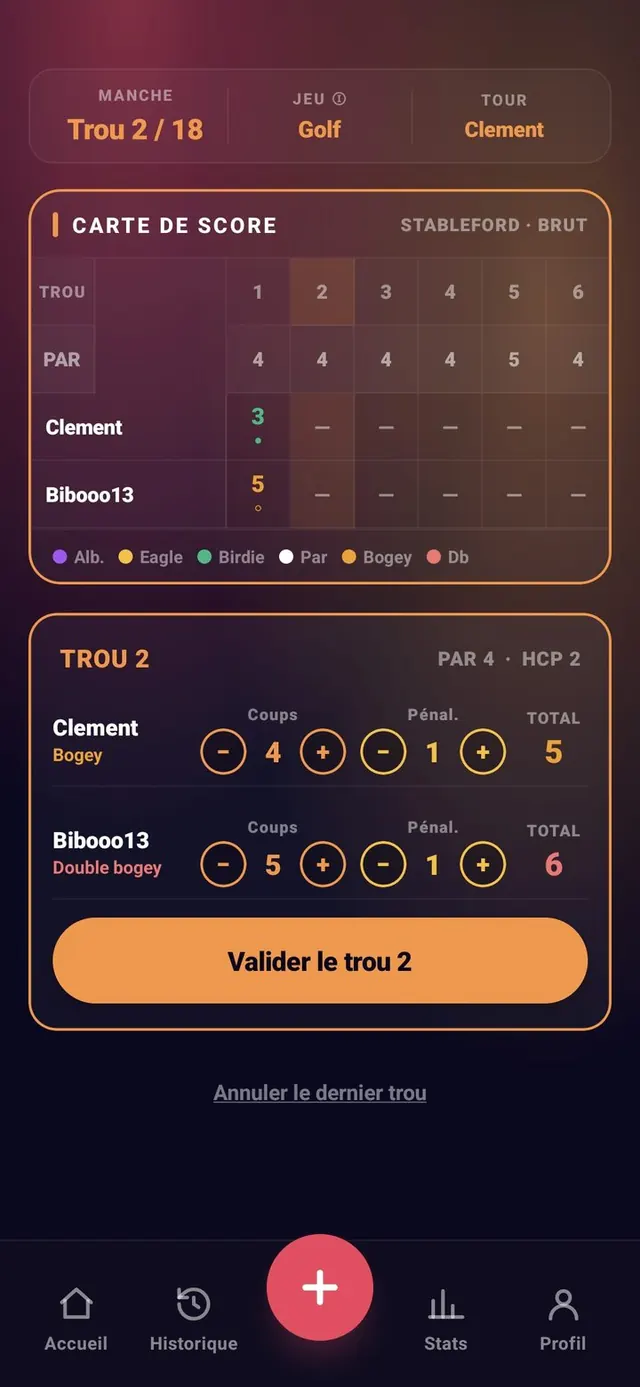 ScoreCrew — golf — saisir le score (2/3)