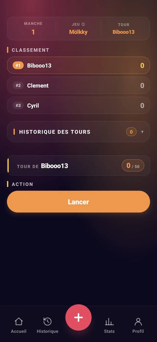 ScoreCrew — Mölkky — préparer le tour