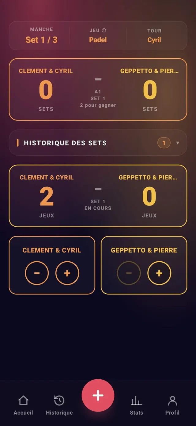 ScoreCrew — padel — le match commence (2/3)
