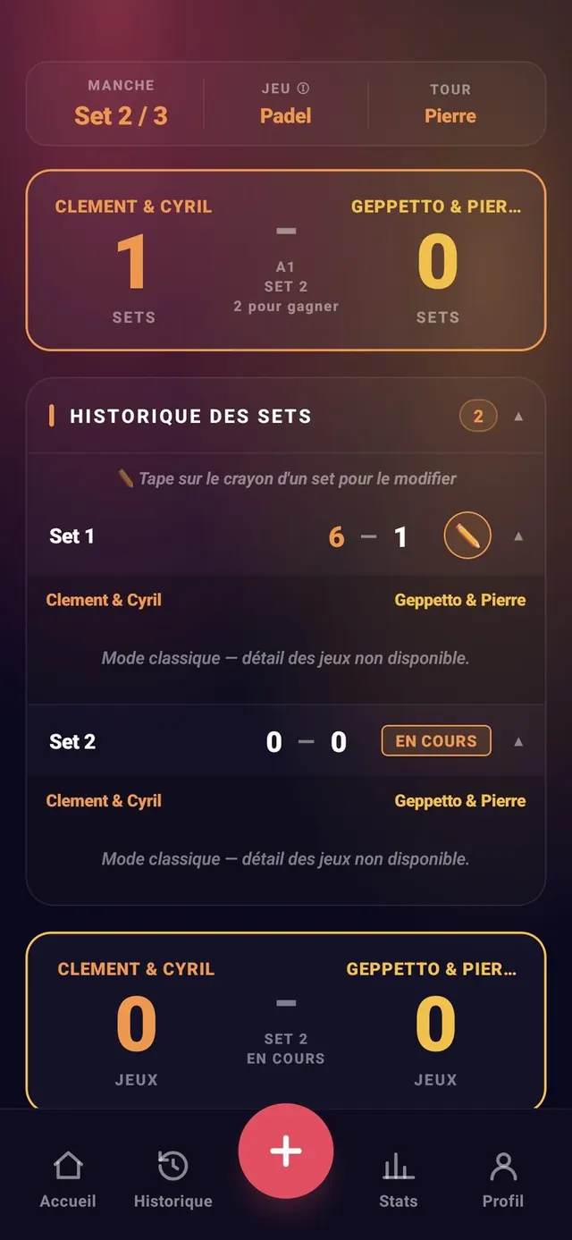 ScoreCrew — padel — édition d'un set