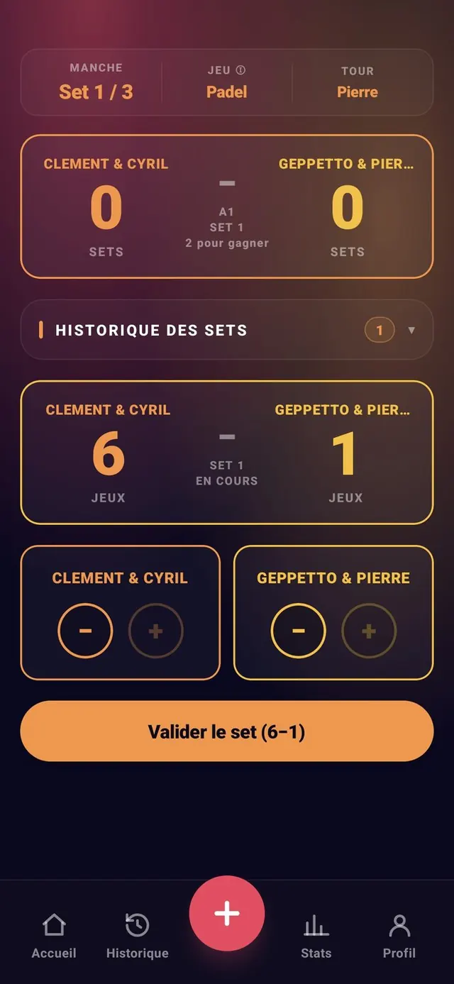 ScoreCrew — padel — saisir un point