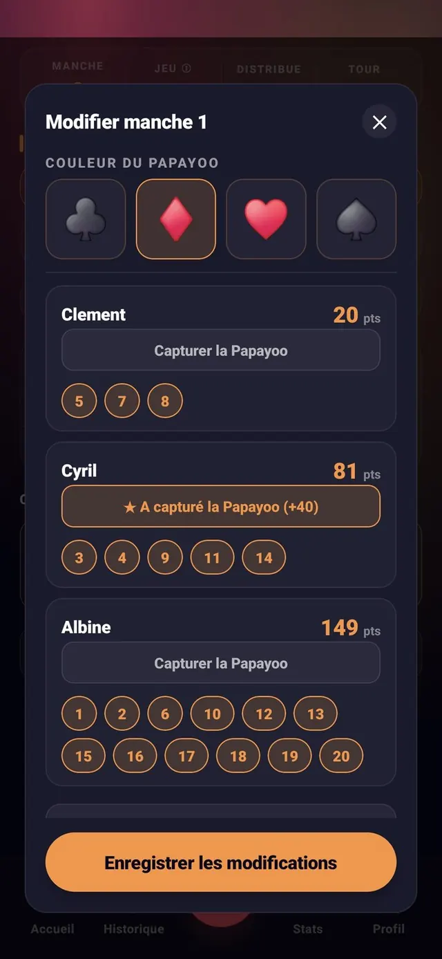 ScoreCrew — Papayoo — édition d'une manche (2/2)