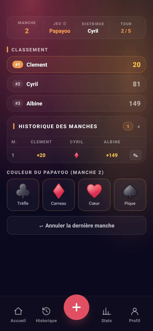ScoreCrew — Papayoo — édition d'une manche (1/2)