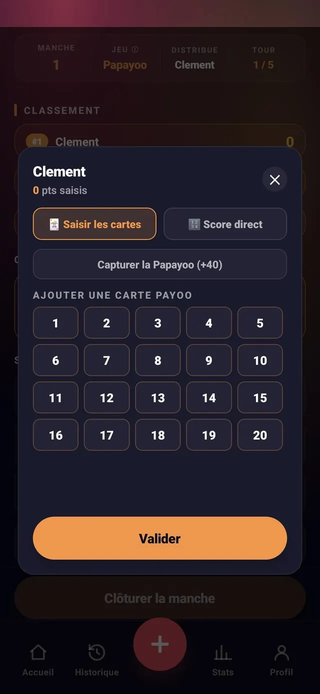 ScoreCrew — Papayoo — saisie des cartes (2/7)