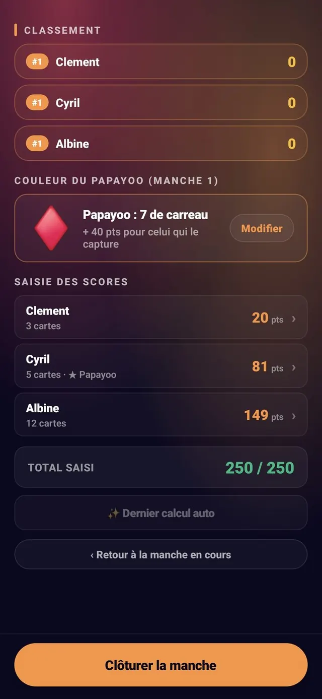 ScoreCrew — Papayoo — saisie des cartes (7/7)