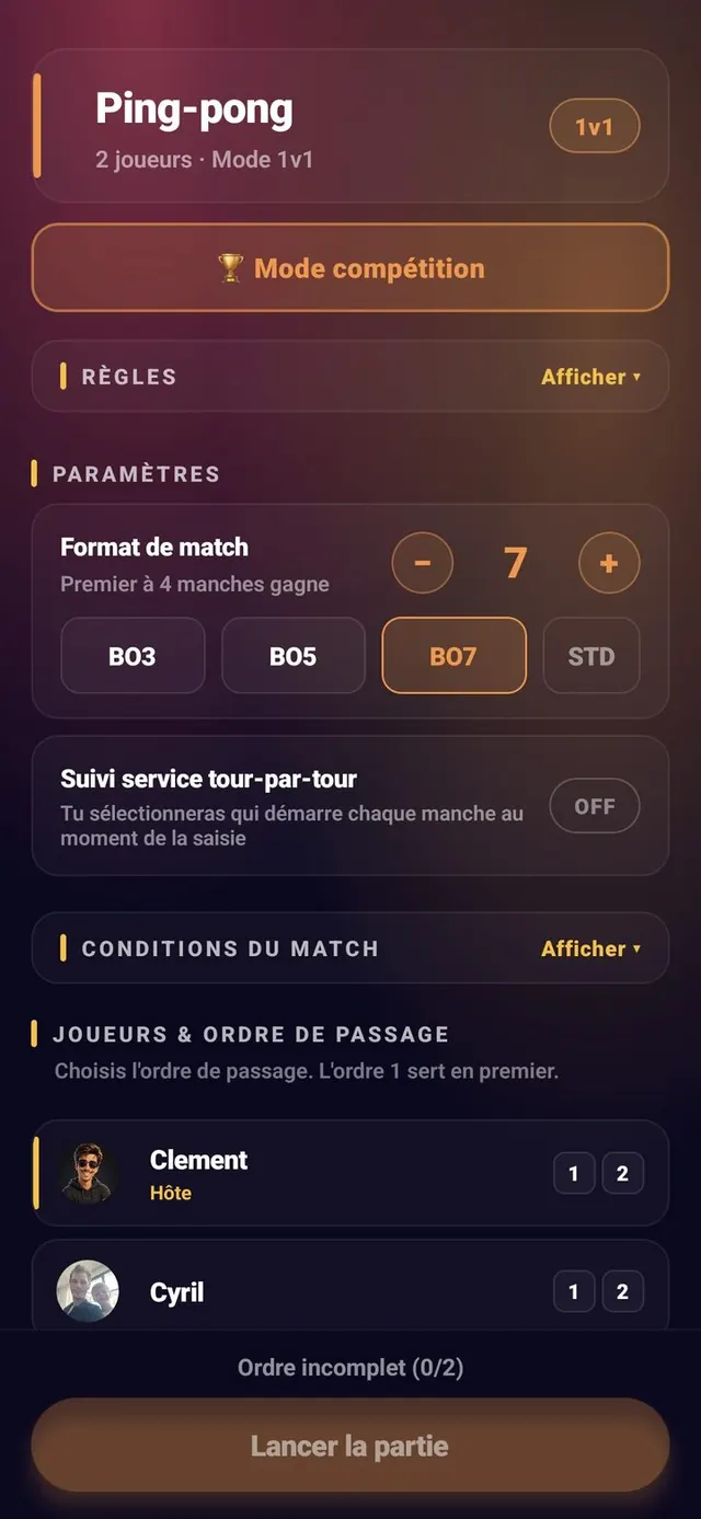 ScoreCrew — ping-pong — paramètres (2/5)