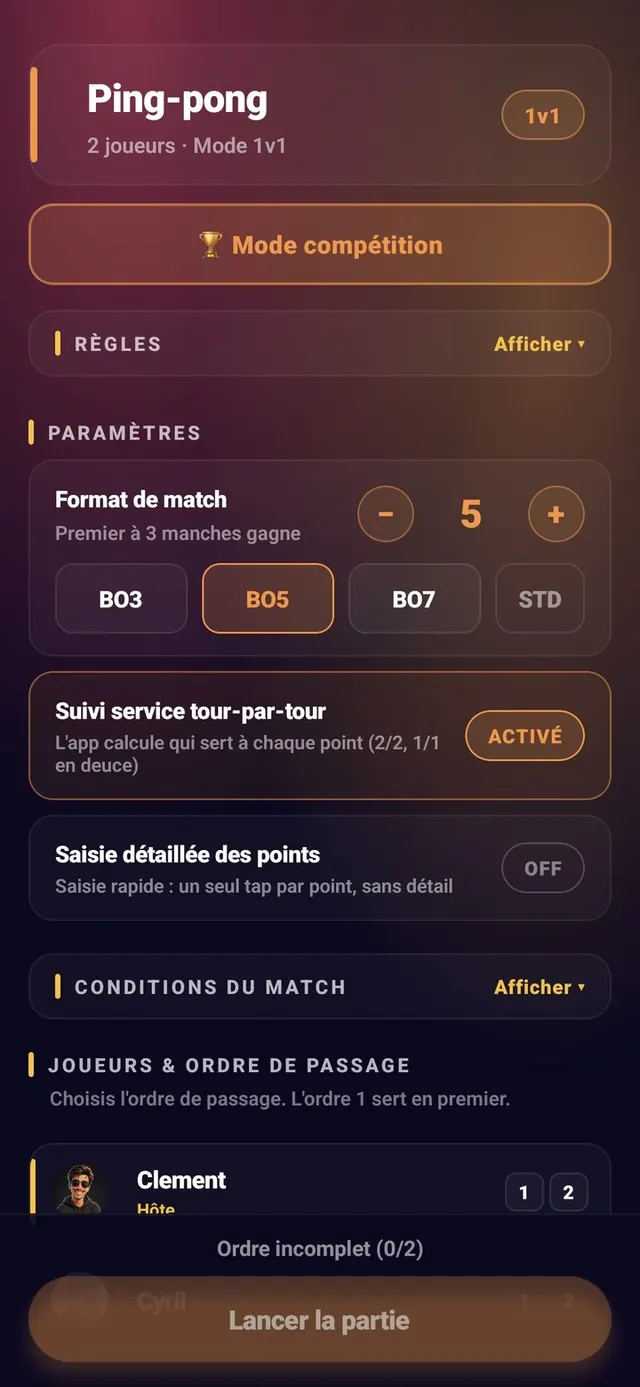 ScoreCrew — ping-pong — paramètres (3/5)