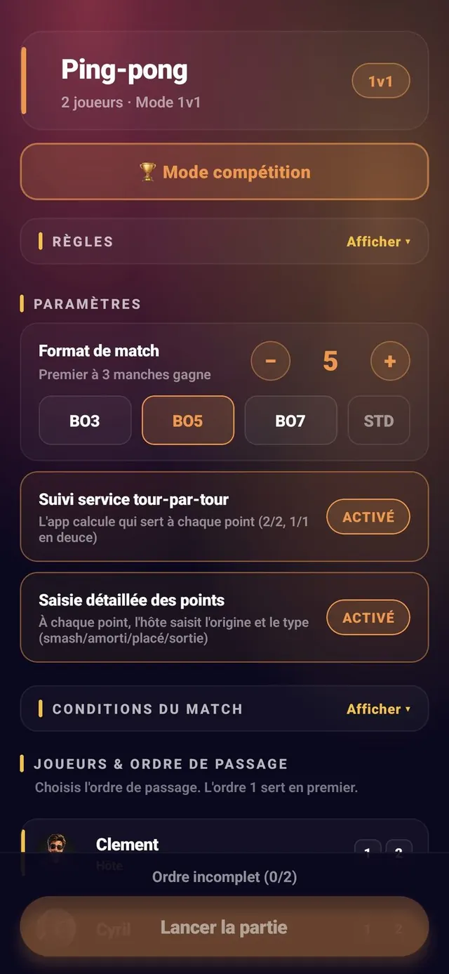 ScoreCrew — ping-pong — paramètres (4/5)