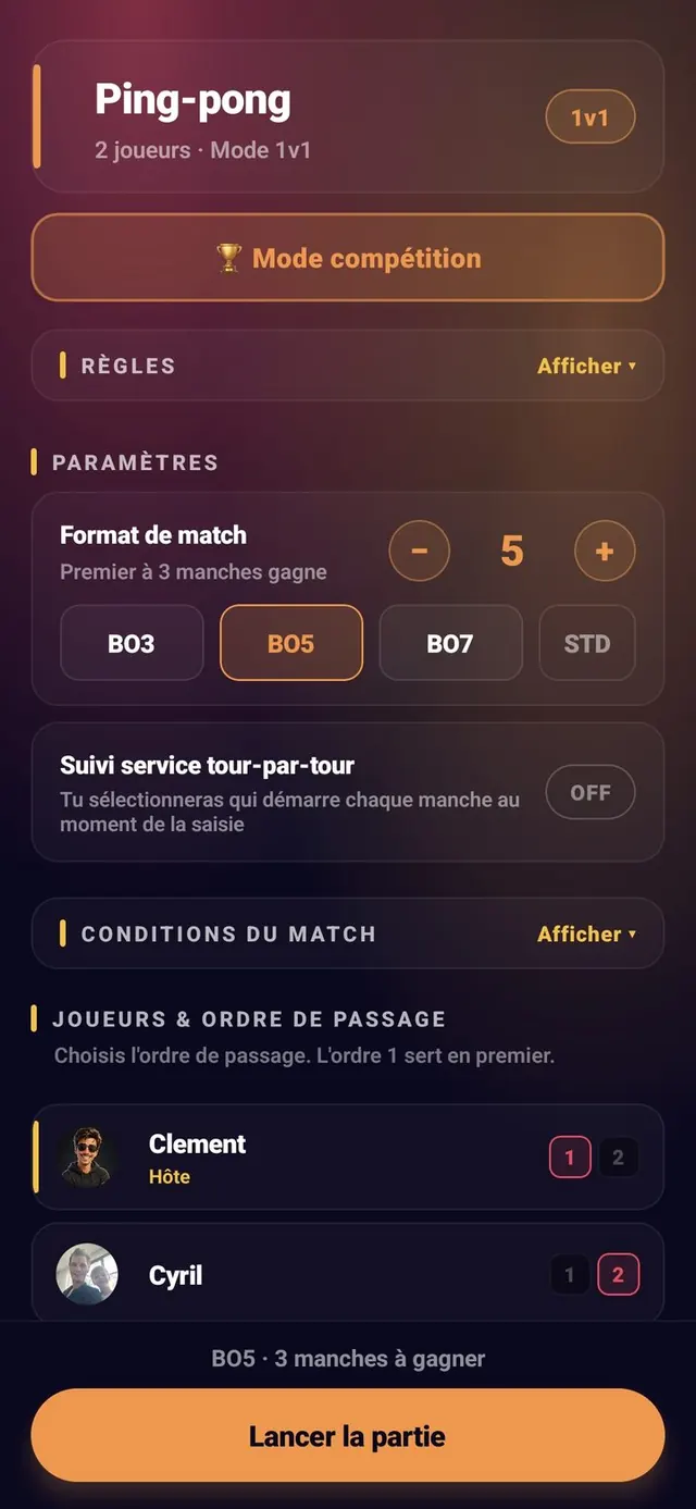 ScoreCrew — ping-pong — paramètres (5/5)