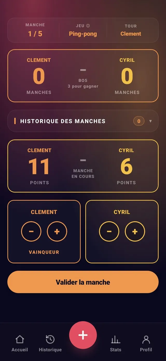 ScoreCrew — ping-pong — saisie du score (1/2)