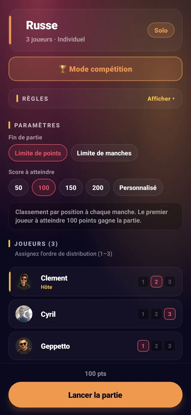 ScoreCrew — russe — étape 1 (paramètres : score cible)
