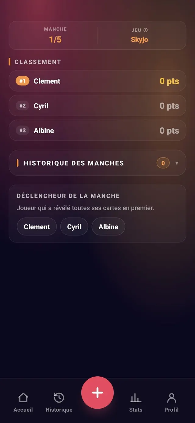 ScoreCrew — Skyjo — préparer la manche