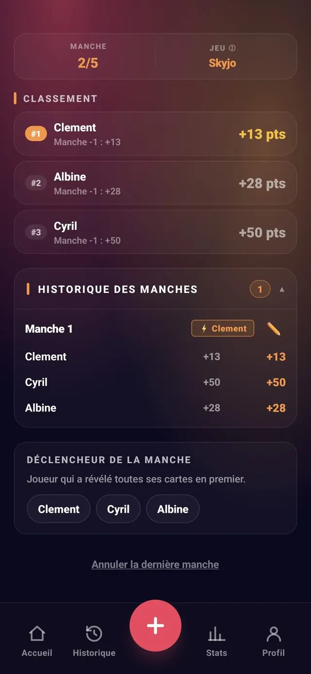 ScoreCrew — Skyjo — modifier une manche