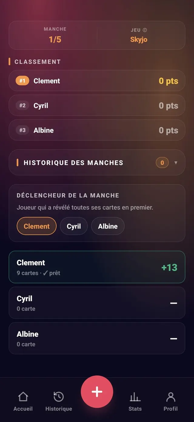 ScoreCrew — Skyjo — remplir une manche (5/6)