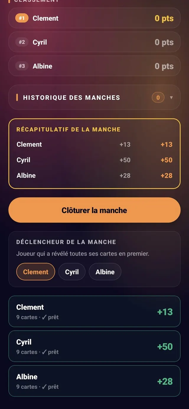 ScoreCrew — Skyjo — remplir une manche (6/6)