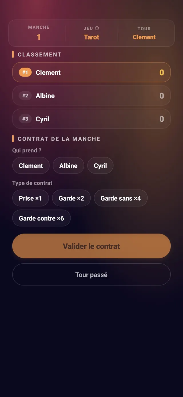 ScoreCrew — tarot — étape 2