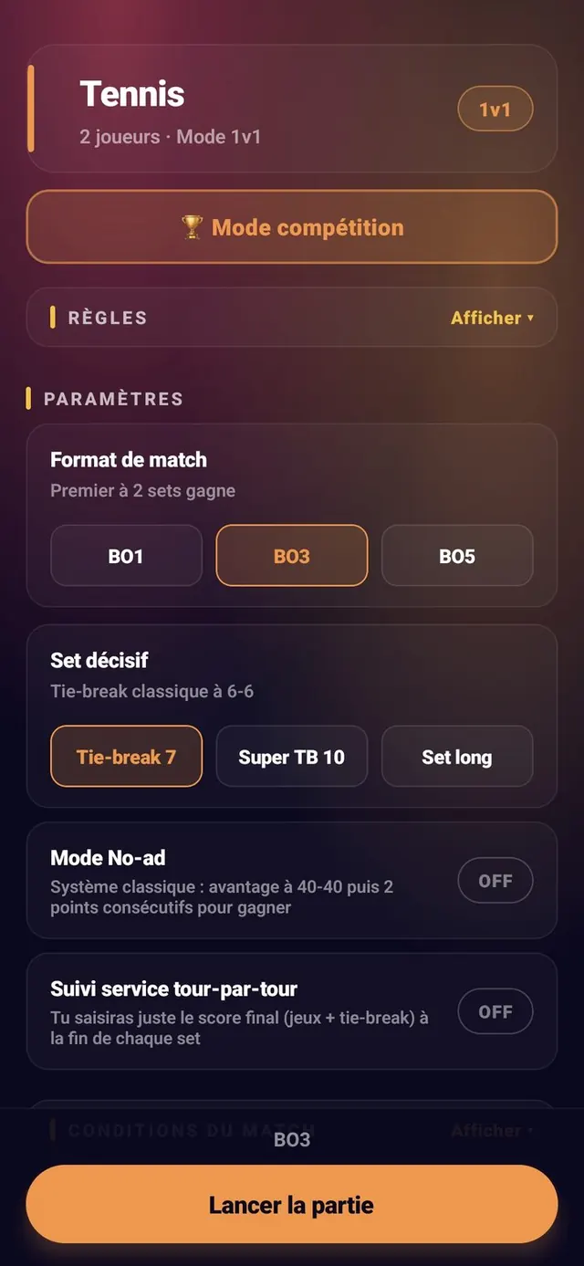 ScoreCrew — tennis — paramètres (5/5)