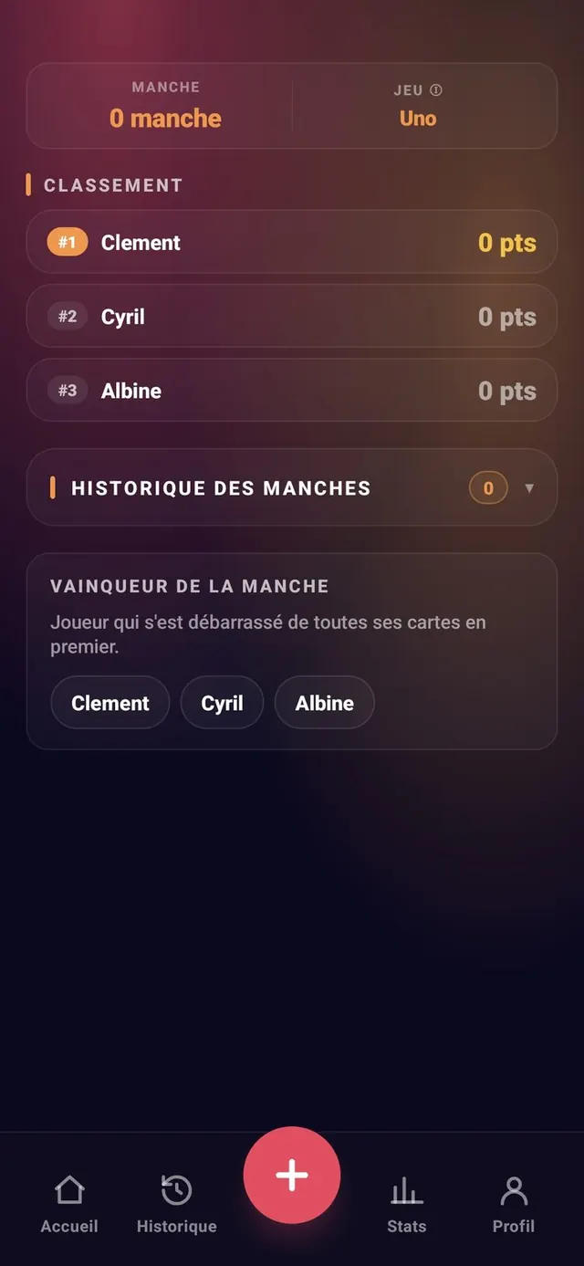 ScoreCrew — Uno — préparer la manche