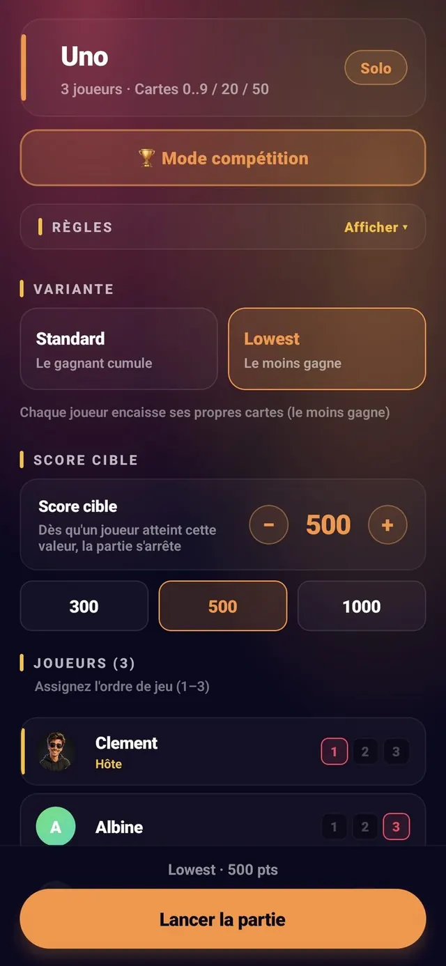 ScoreCrew — Uno — ordre des joueurs