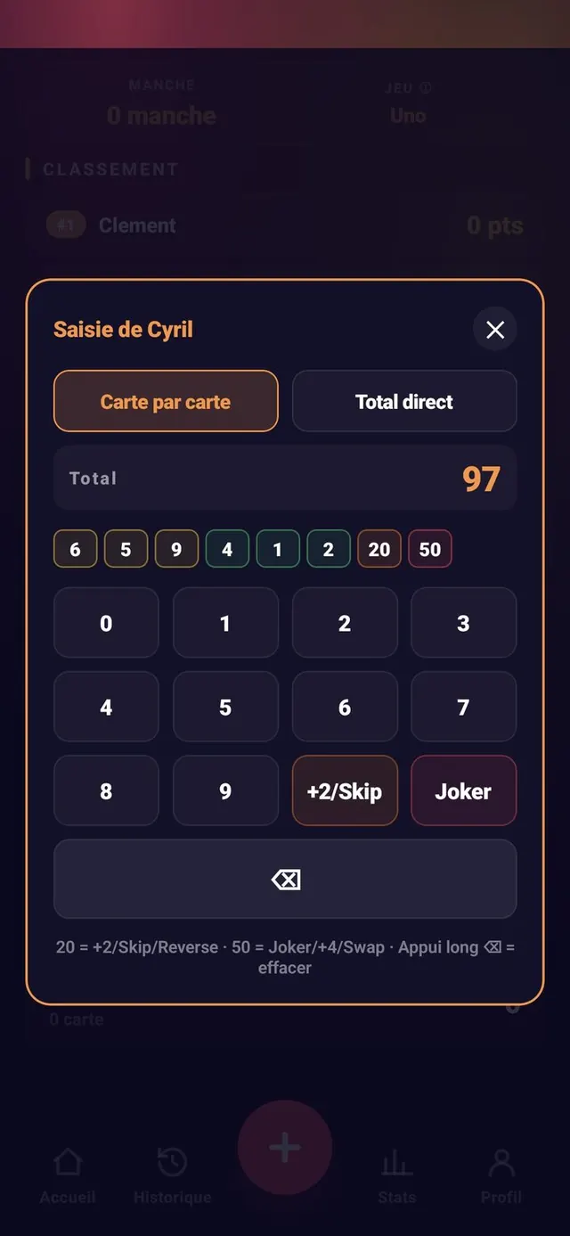 ScoreCrew — Uno — remplir une manche (2/4)