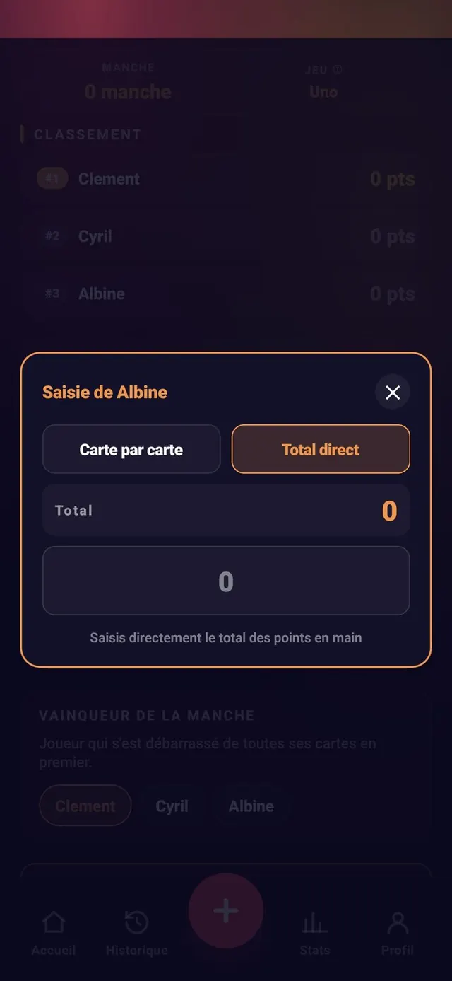 ScoreCrew — Uno — remplir une manche (3/4)