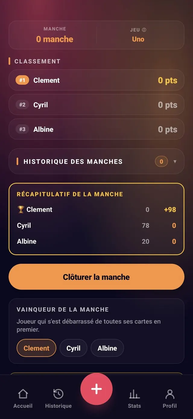 ScoreCrew — Uno — remplir une manche (4/4)