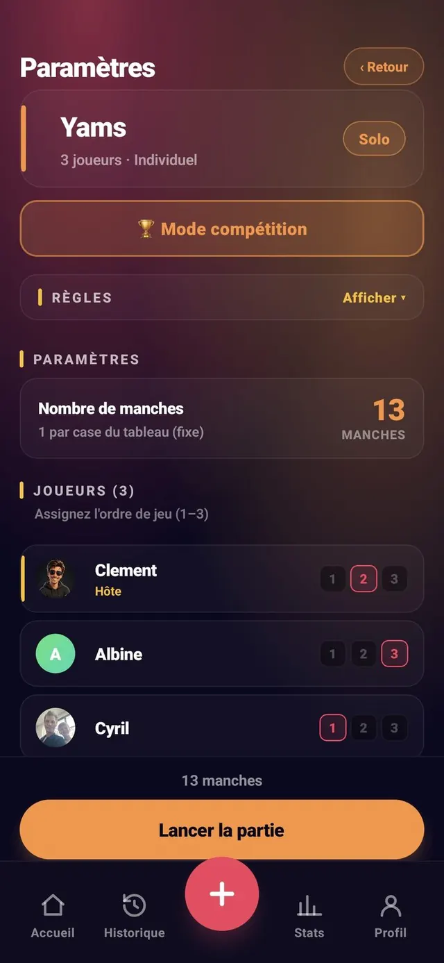 ScoreCrew — Yams — ordre des joueurs